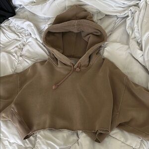 Aritzia Tan Cropped Hoodie Sweater (small)